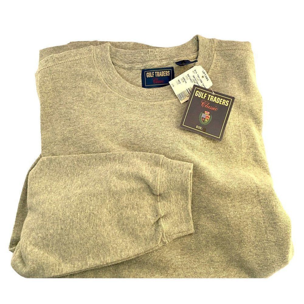 Gulf Traders Mens Gray Long Sleeve Sweatshirt Style Pullover Crewneck Sz M NEW